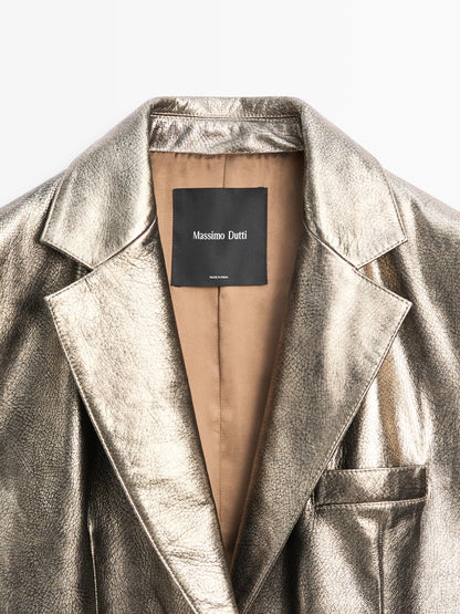 Metallic nappa leather blazer