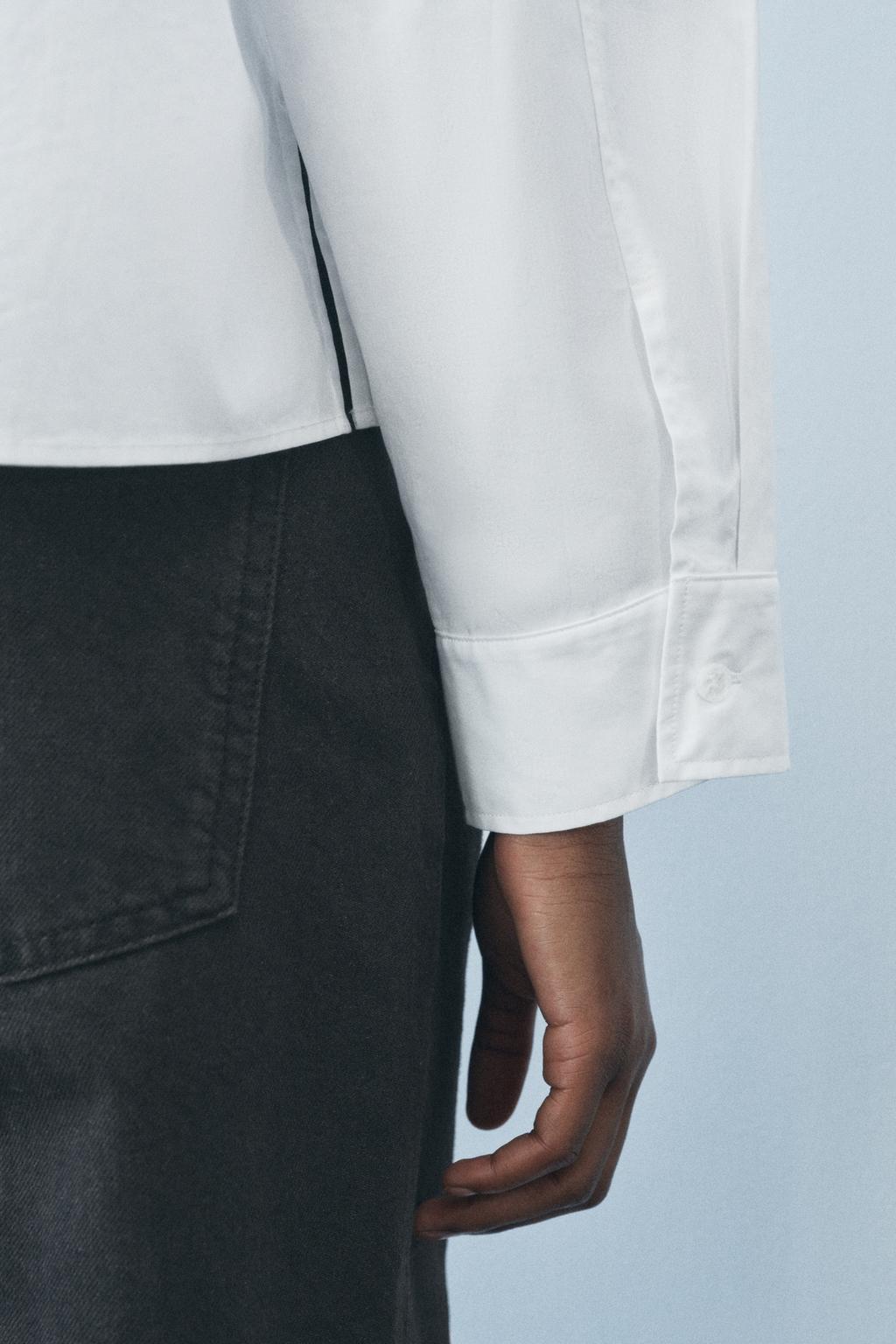 Cropped poplin shirt