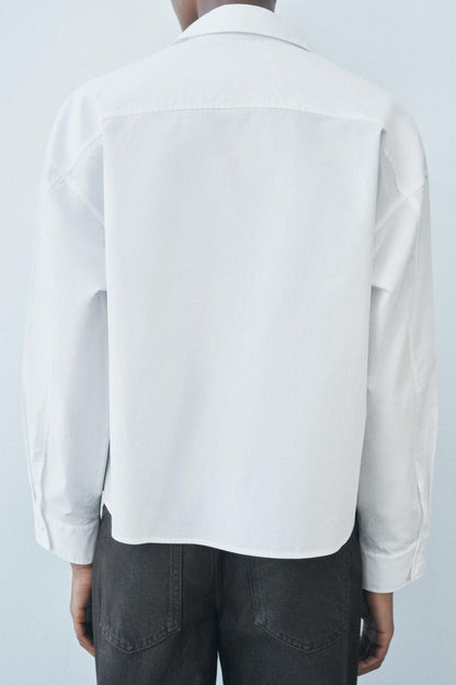 Cropped poplin shirt