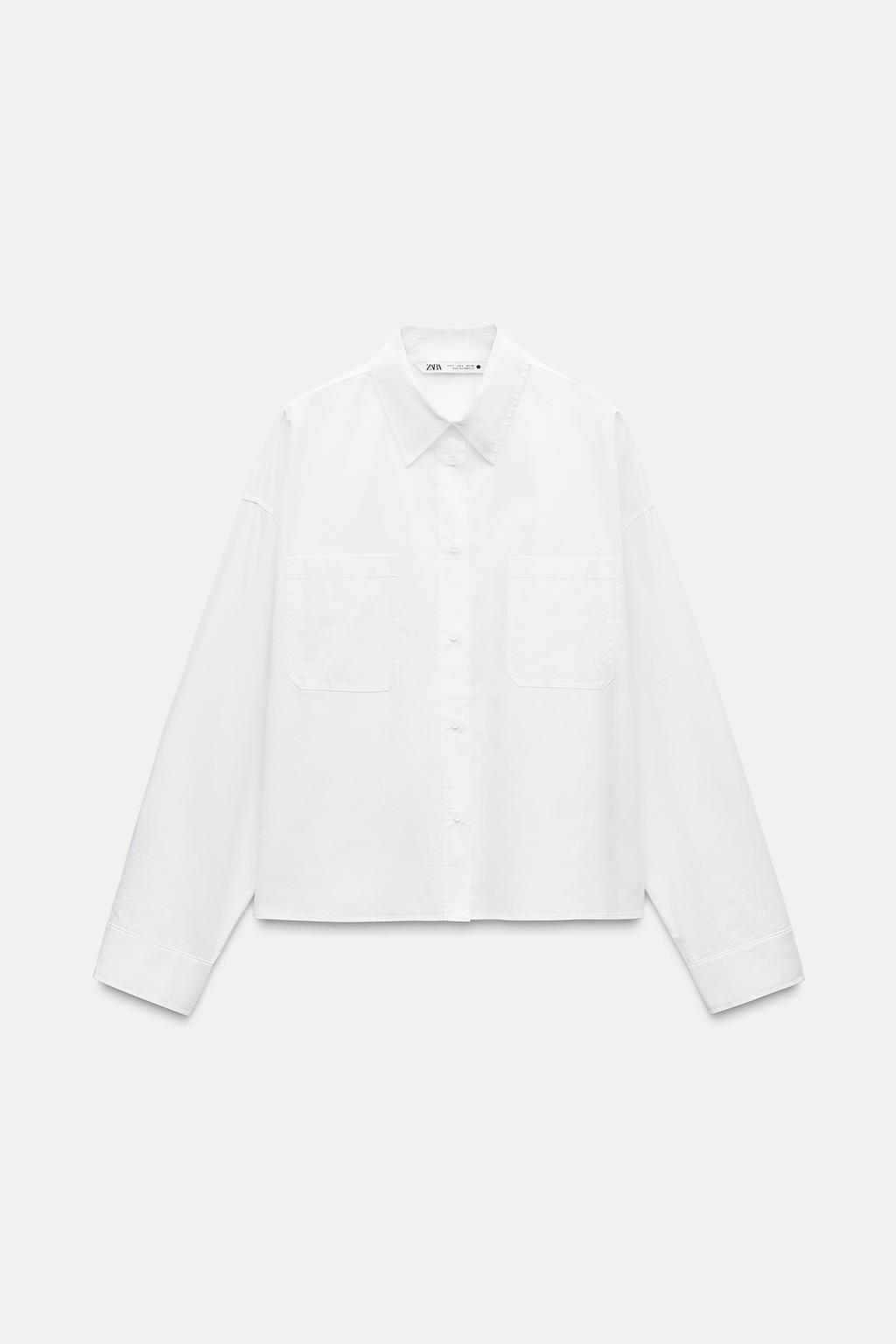 Cropped poplin shirt