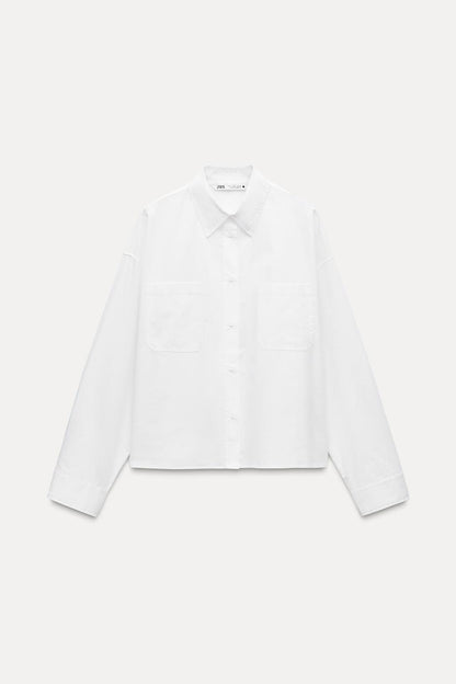 Cropped poplin shirt