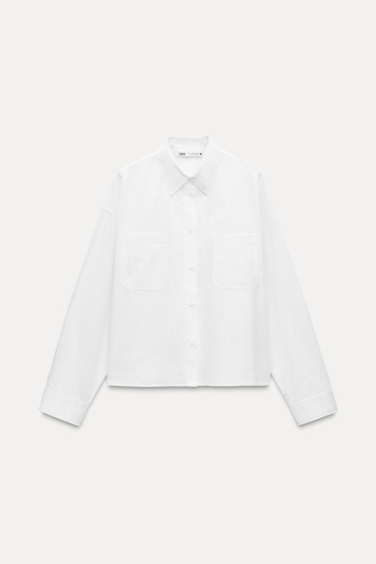 Cropped poplin shirt