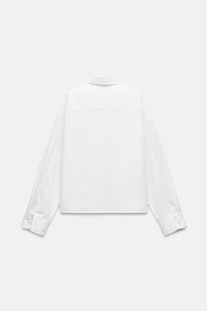 Cropped poplin shirt