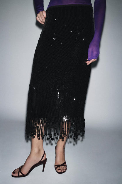 Zw Collection Long Sequin Skirt