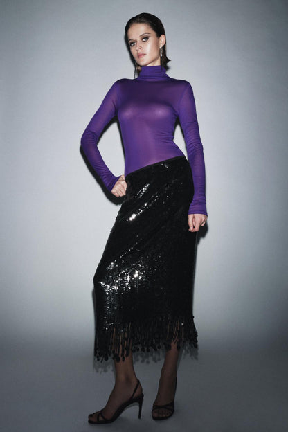 Zw Collection Long Sequin Skirt