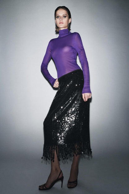 Zw Collection Long Sequin Skirt
