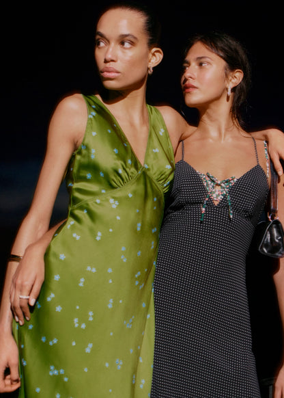 V-Neck Slip Midi Dress