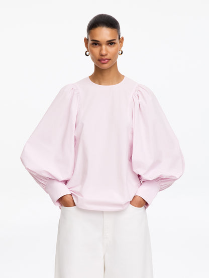 Volume-Sleeve Cotton Blouse