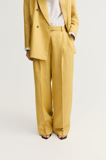 Linen-blend tailored trousers