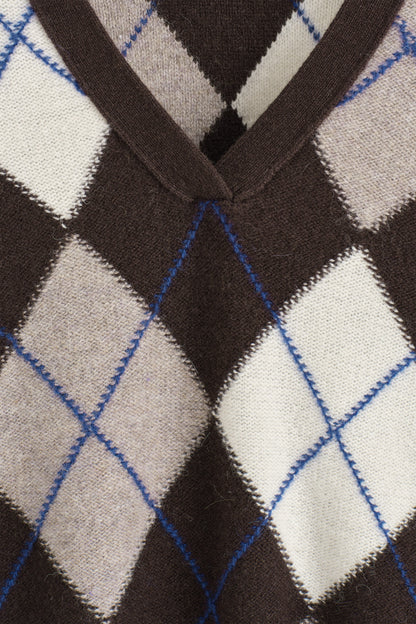 Argyle Wool-Alpaca V-Neck Jumper