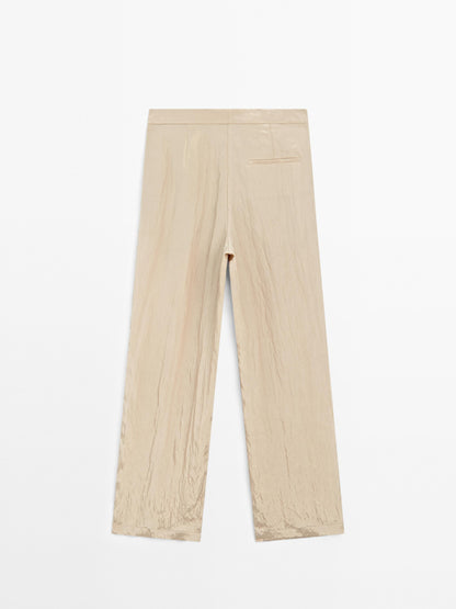 Textured satin trousers