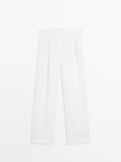 Straight-leg flowing trousers with dart detail