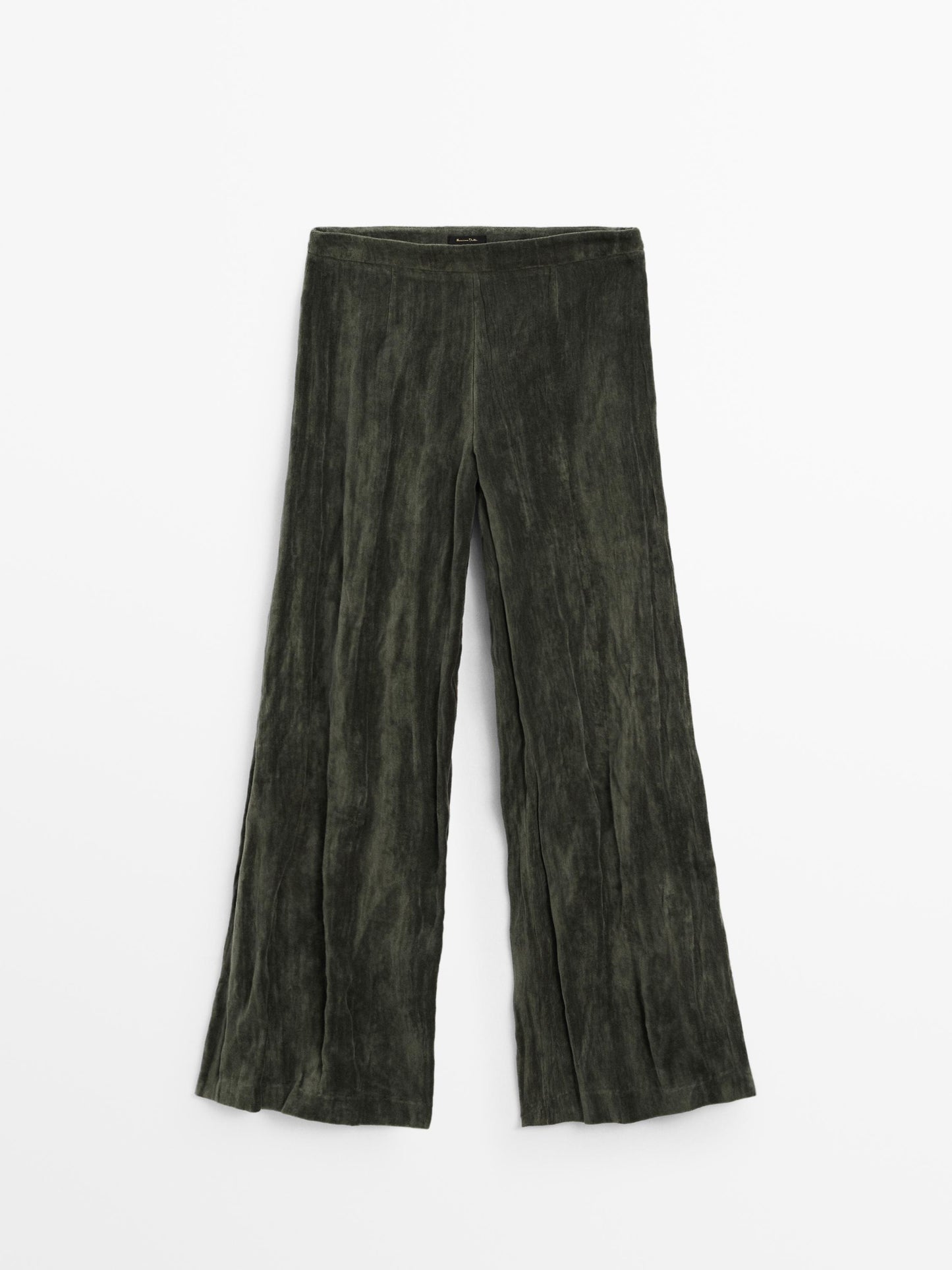 Wide-leg creased velvet trousers