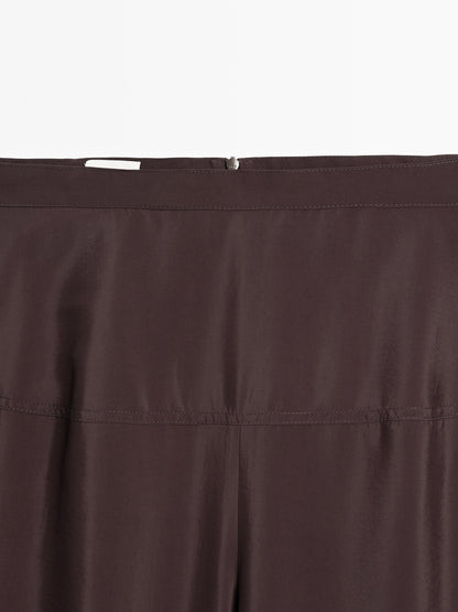Flowing satin corset belt trousers