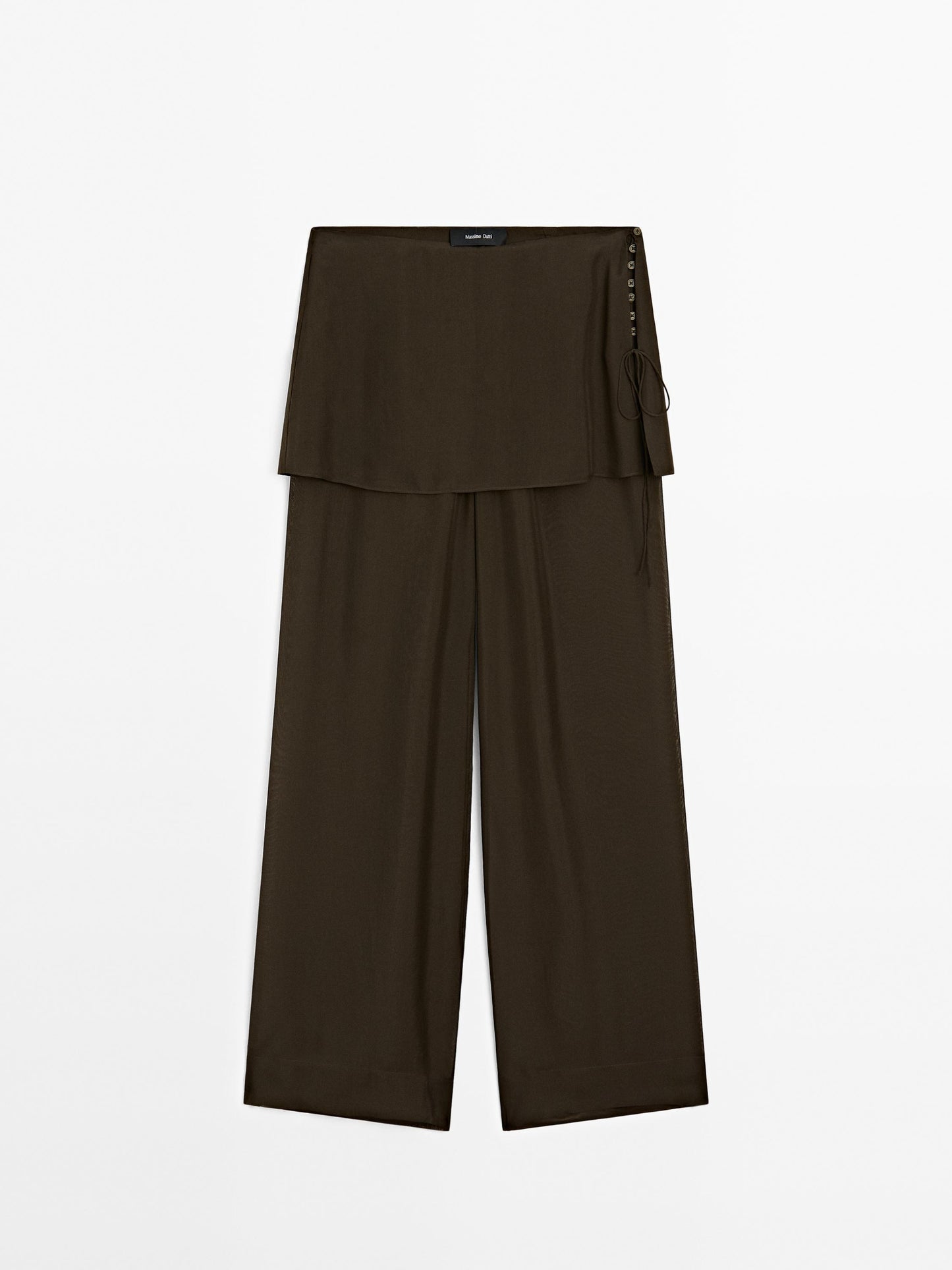 Flowing contrast 100% silk trousers