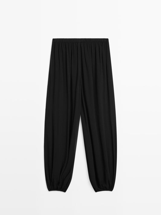 Sarouel trousers in flowing fabric