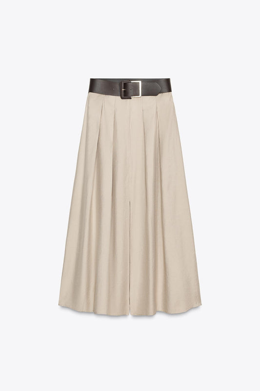 Belted Midi Skirt
