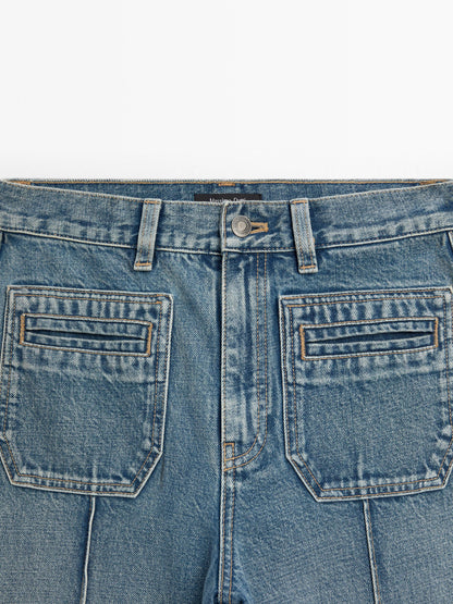 Mid-rise wide-leg jeans