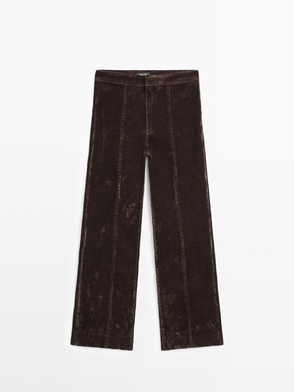 Flare fit high-waist flocked jeans