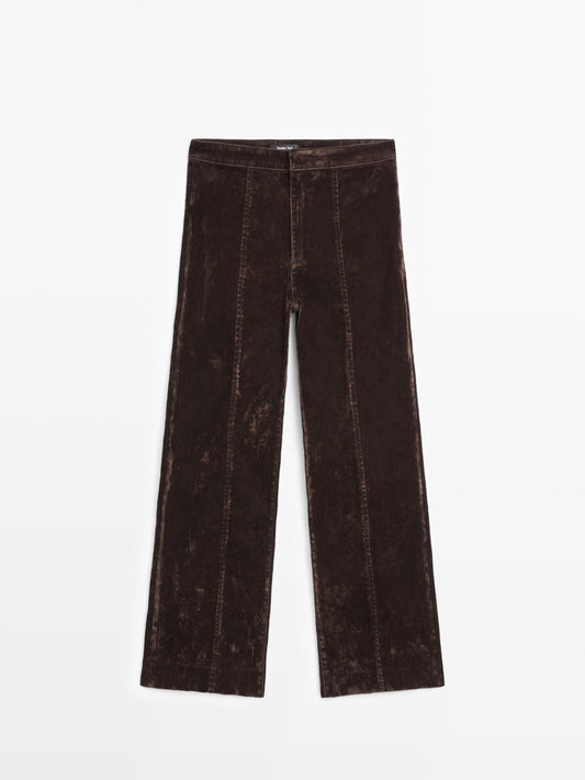 Flare fit high-waist flocked jeans