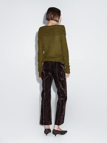 Flare fit high-waist flocked jeans