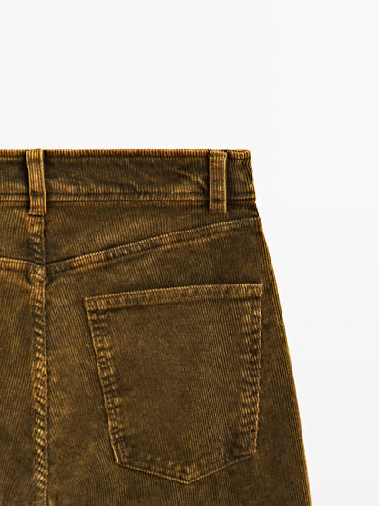 Straight-leg sulphur dye corduroy trousers · Black, Mustard Yellow · Dressy | Massimo Dutti