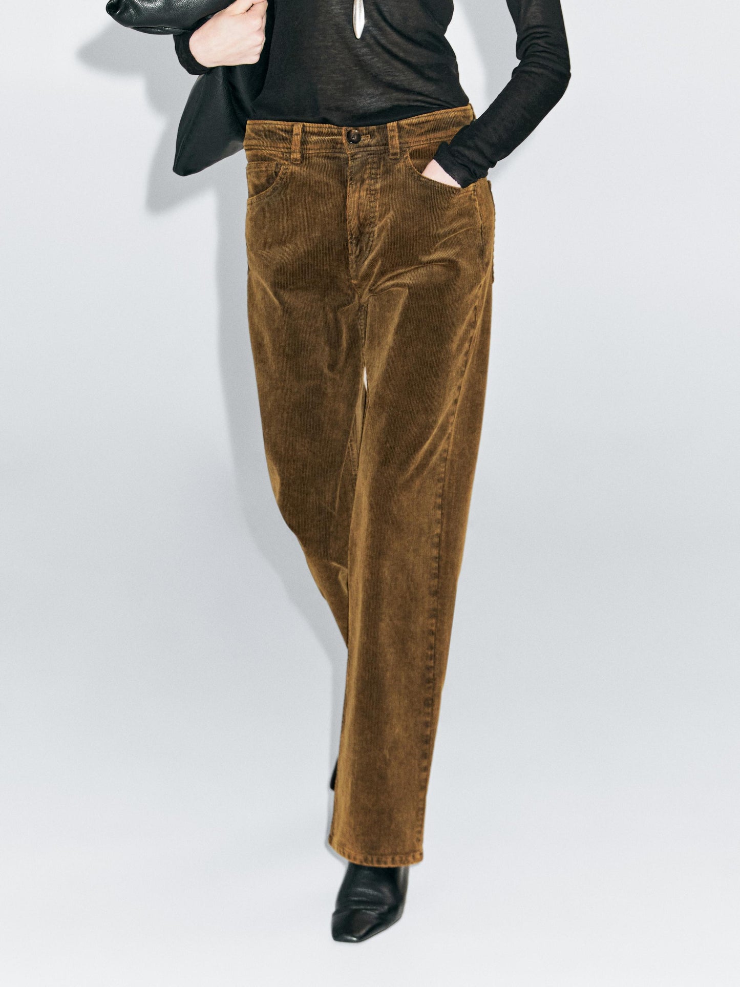 Straight-leg sulphur dye corduroy trousers · Black, Mustard Yellow · Dressy | Massimo Dutti