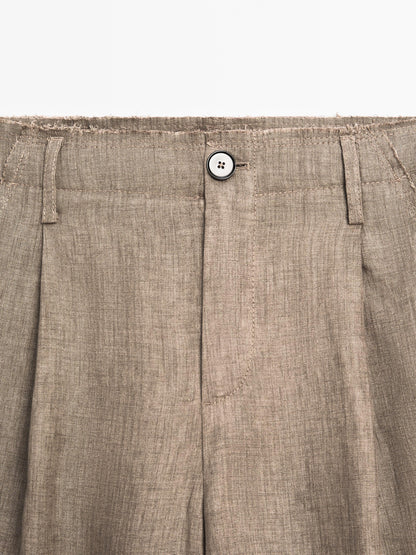 Flowing 100% linen trousers with darts