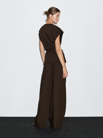 High-waist wide-leg trousers