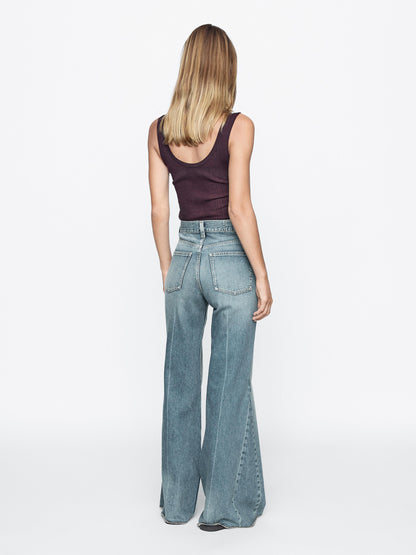 Flared high-waist cotton jeans