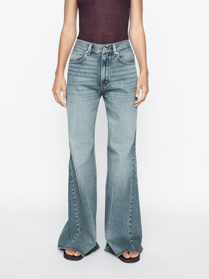 Flared high-waist cotton jeans