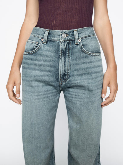 Flared high-waist cotton jeans