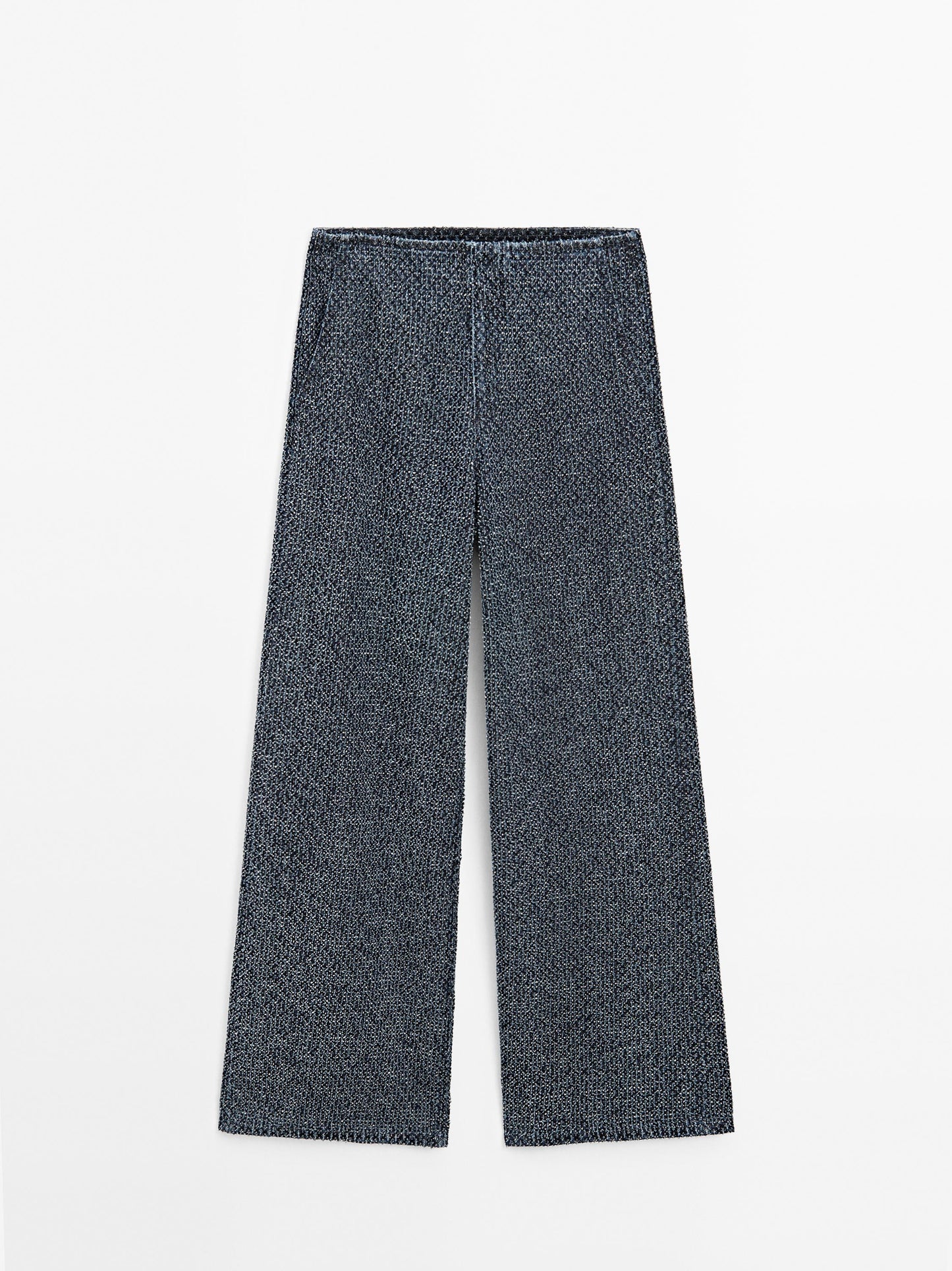 Textured wide-leg high-waist jeans