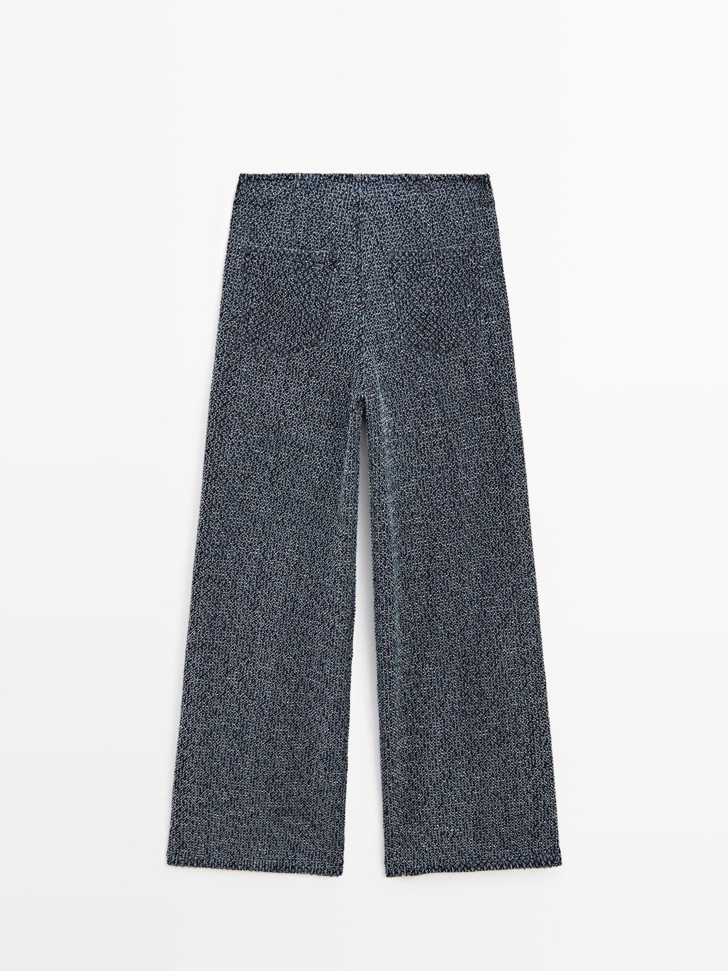 Textured wide-leg high-waist jeans