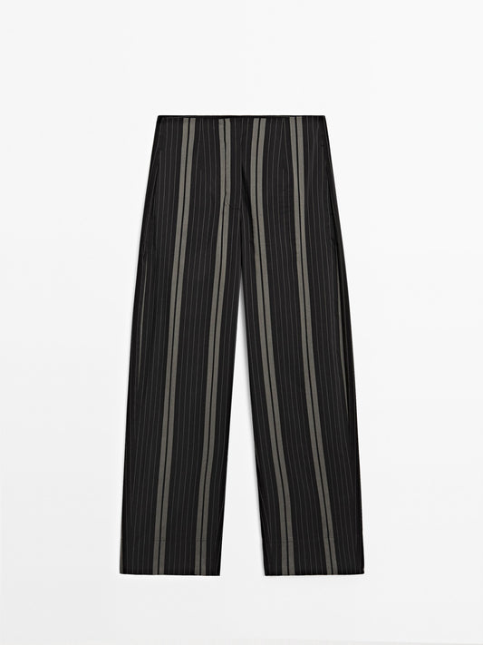 Lightweight striped flowing trousers