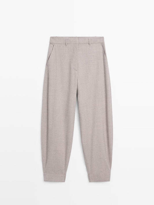 Wool blend trousers with buckle detail