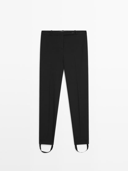 Darted trousers with elasticated hems