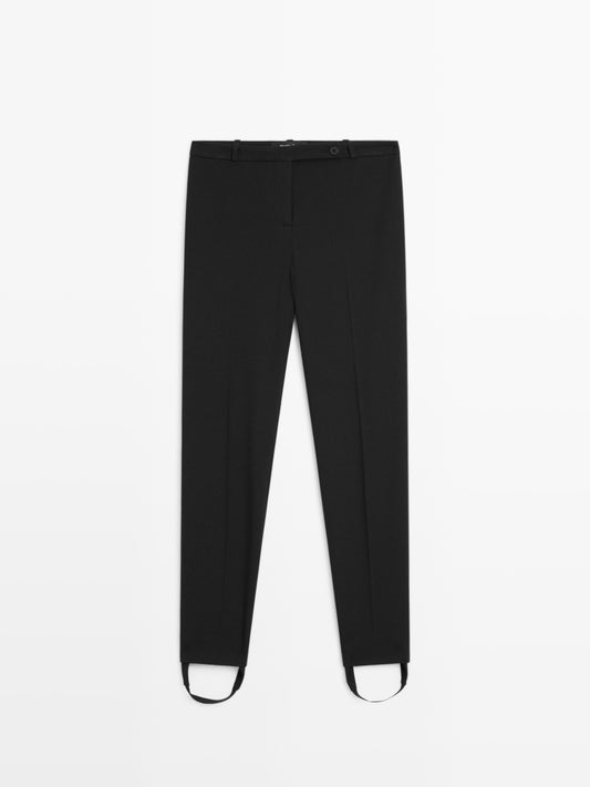 Darted trousers with elasticated hems