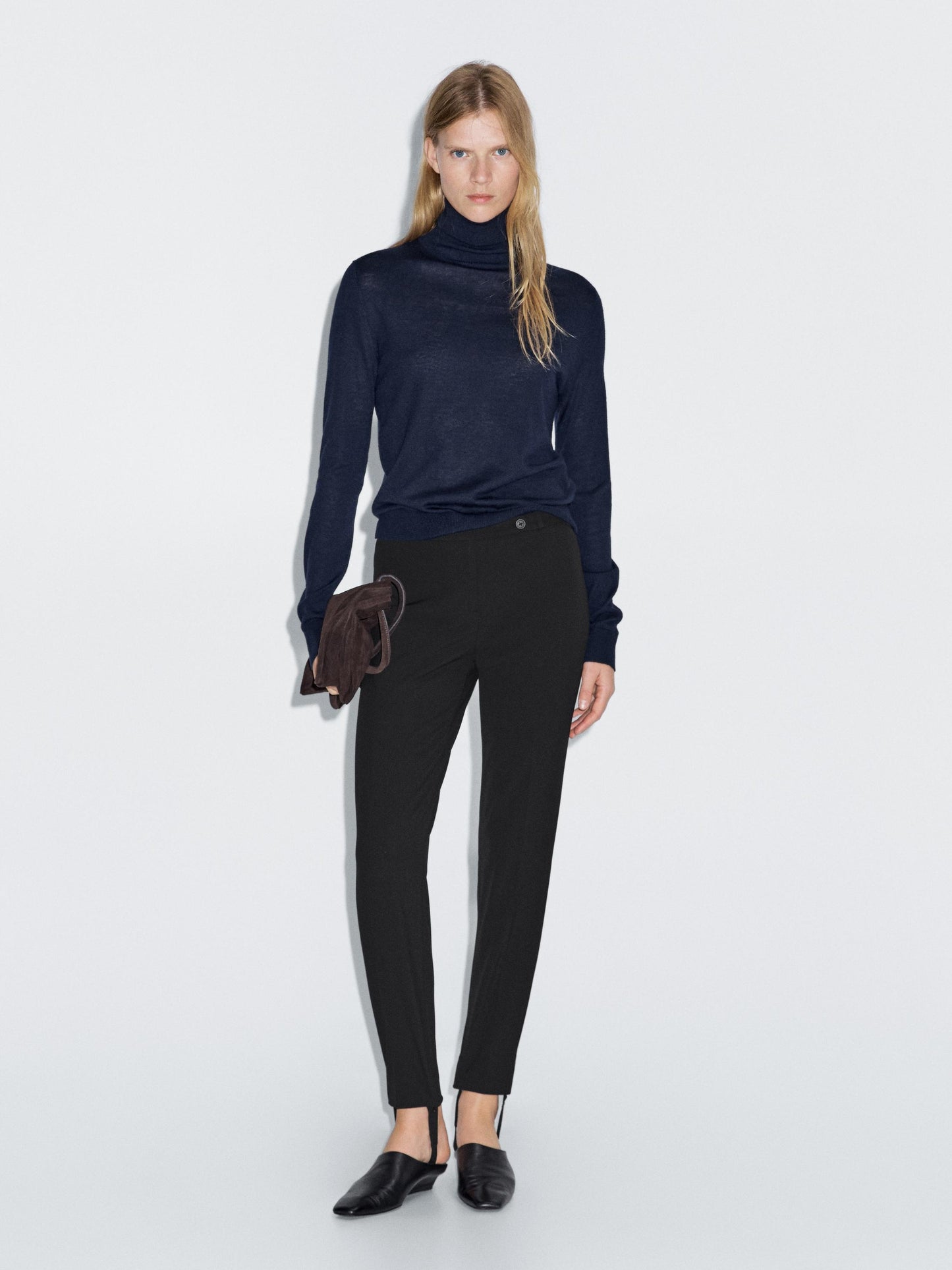 Darted trousers with elasticated hems