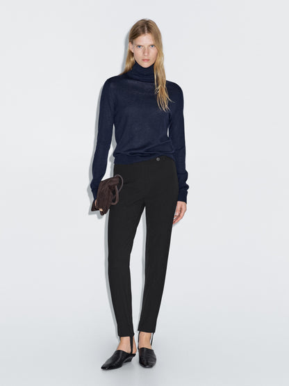 Darted trousers with elasticated hems