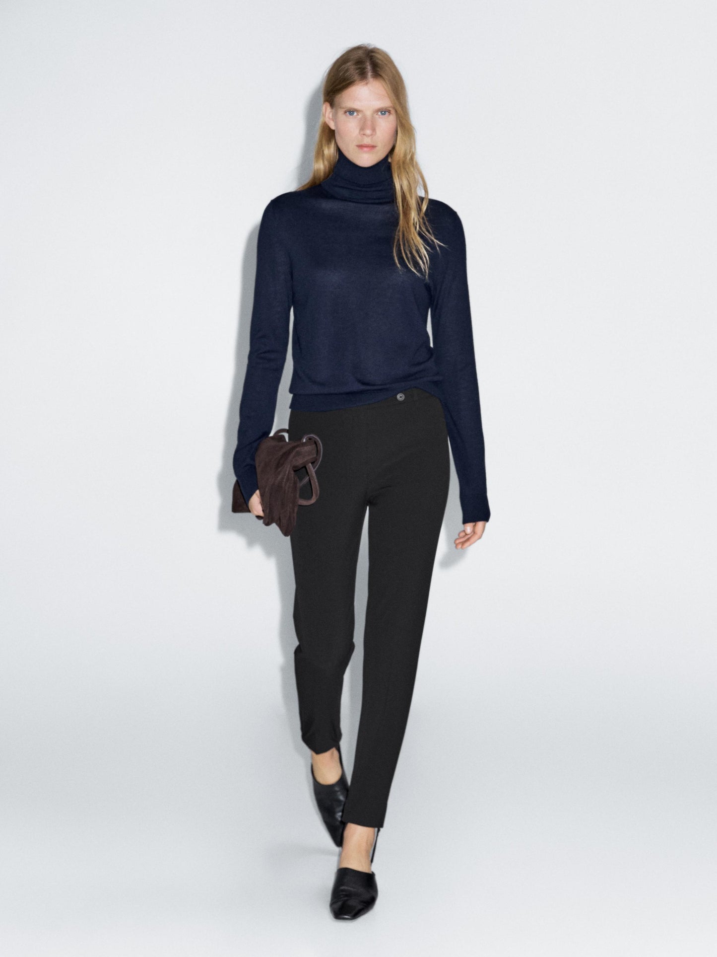 Darted trousers with elasticated hems
