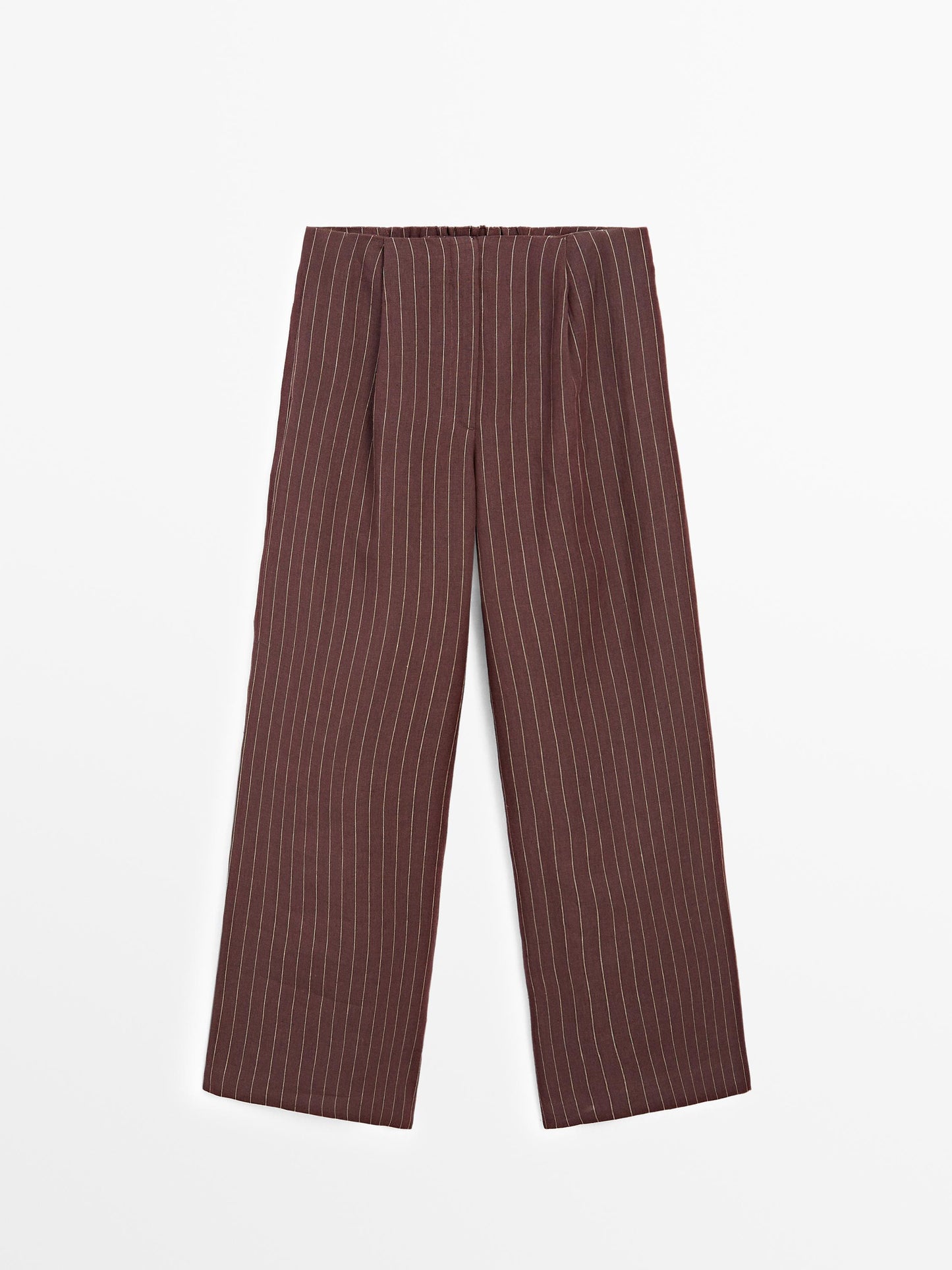 100% linen striped flowing trousers