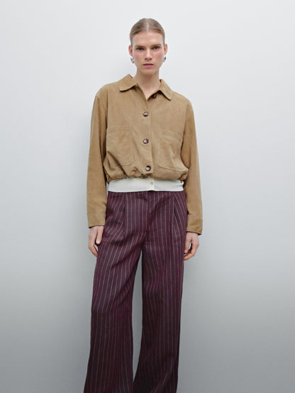 100% linen striped flowing trousers