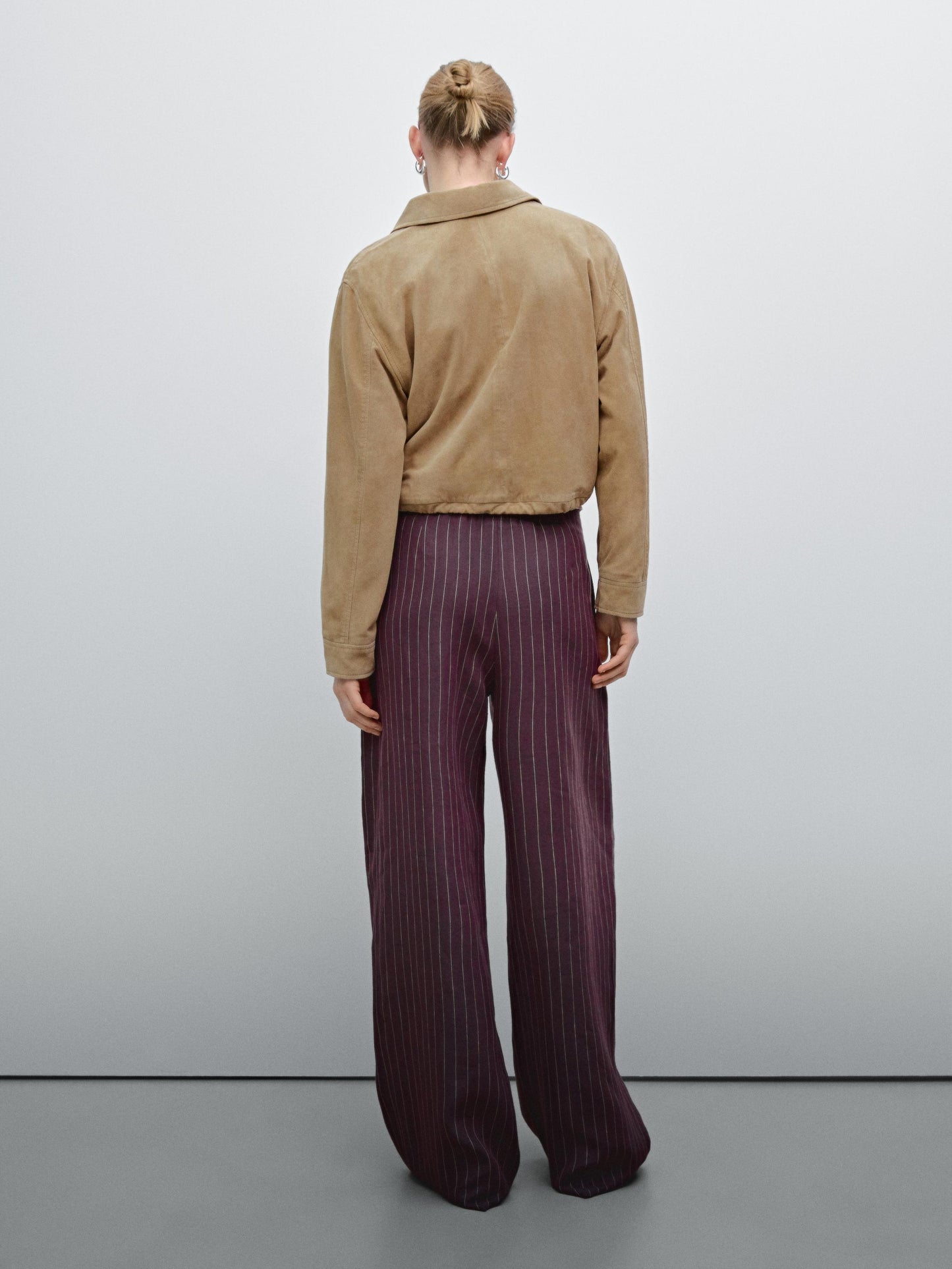 100% linen striped flowing trousers