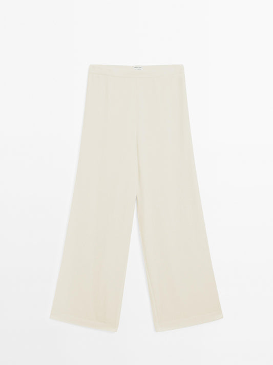 Wool blend garza textured trousers