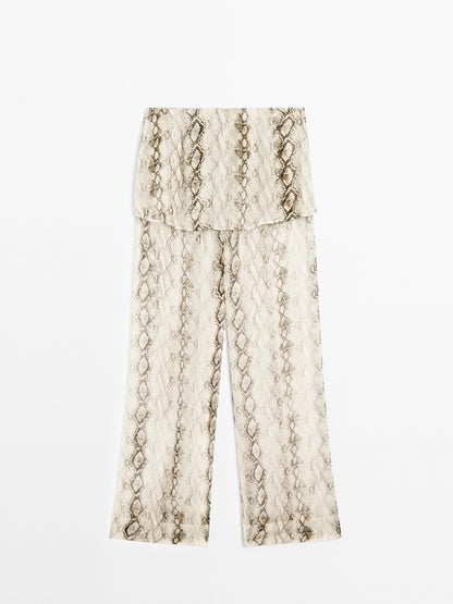 Lightweight flowing animal print trousers