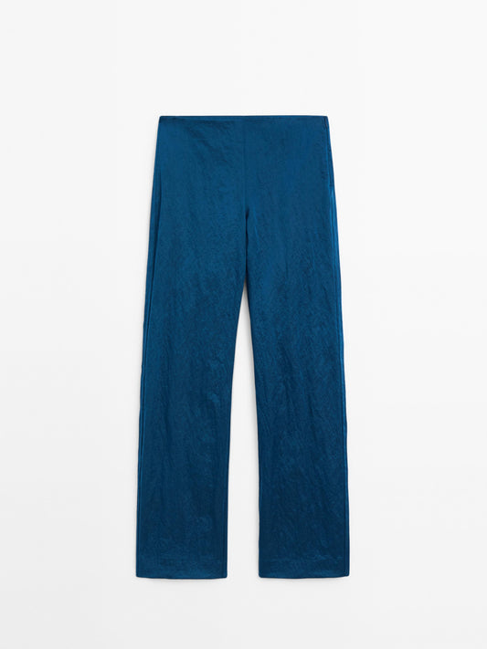 Straight-leg shiny technical trousers