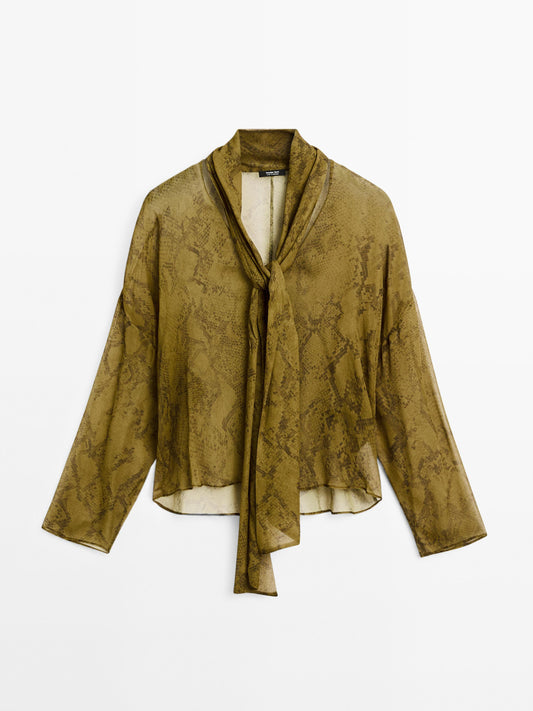 Flowing animal print blouse