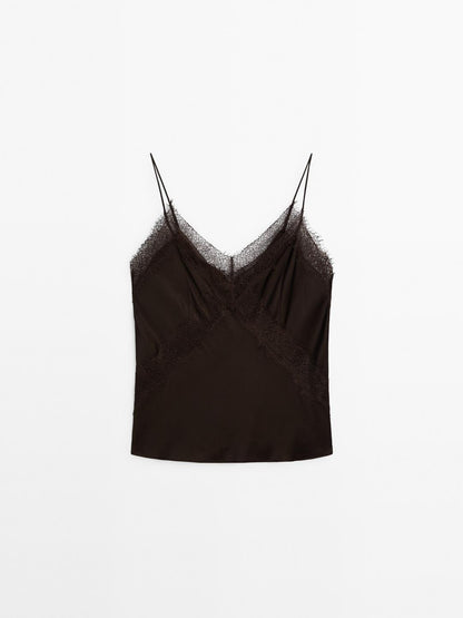 Strappy lace camisole top