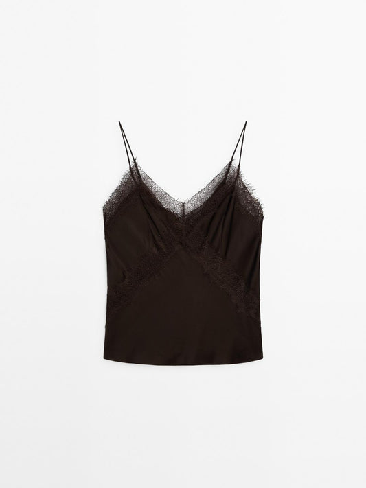 Strappy lace camisole top